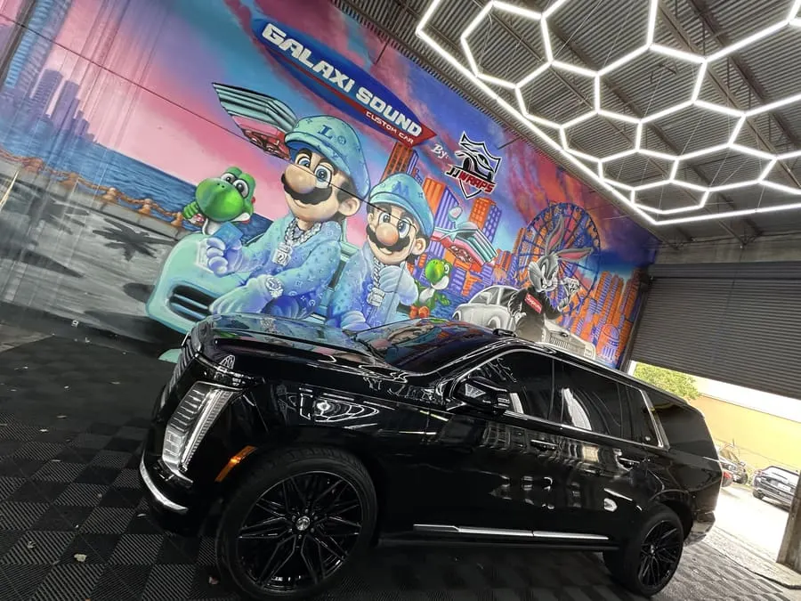 After: Black Cadillac Escalade ceramic window tint Kendall